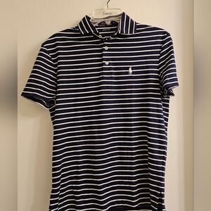 Polo Ralph Lauren Polo Shirt Pima Cotton Navy & White Stripes Men's Size S EUC